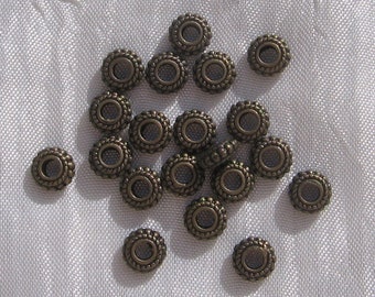 Set of 20 beads, 8mm spacers, bronze washers, bronze wheels, bronze spacers, 8mm bead, bronze beads, bronze metal, 8x3mm,J25