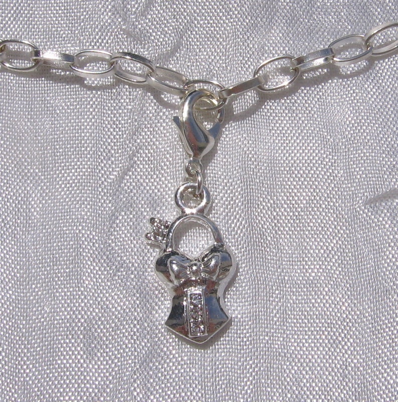 1 CHARM CHAUSSURE TALON ROSE BRELOQUE MOUSQUETON ARGENTE CLIPPER PERLE *V509