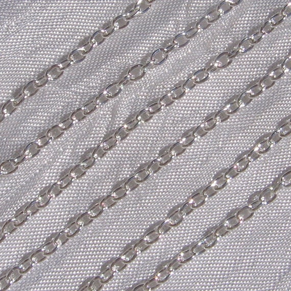 Lot De 2 Mètres De Chaîne Argentée 3x2 Mm Maillon Forçat Cranté - Sans Marque, Neuve