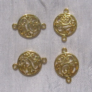 Set of 20 connectors, gold connectors, gold prints, prints 20mm x 14mm, round 14mm, 2 rings, round connector, gold metal, O200