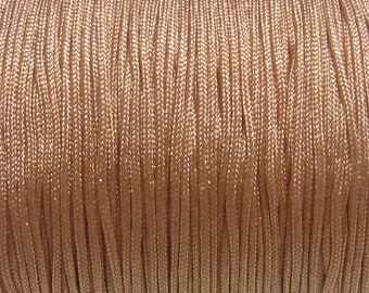 Lot de 15m de fil, 15 mètres de fil, fil en nylon, fil en satin, fil 0.8mm, cordon tressé, fil beige, beige doré, marron clair, C215X