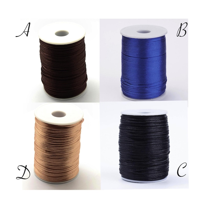 Paquete de 10 m de hilo de poliéster, hilo de 2 mm, hilo trenzado, 10 metros de hilo, cordón trenzado, hilo marrón, hilo negro, hilo beige, caramelo, hilo azul, C213 imagen 1