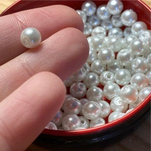 Perles blanches, perles nacrées, renaissance, bohème, verre nacré, perle bohème, perle ronde, taille au choix 4mm, 6mm, 8mm, 10mm, 12mm,RU12 image 10