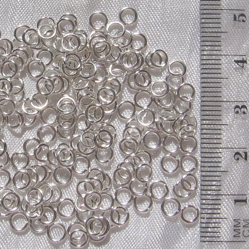 Anneaux argentés, anneaux de jonction, anneaux ouverts, métal argenté, au choix, anneaux 3mm, 4mm, 5mm, 6mm, 7mm, 8mm, breloques, A2,A54-A58 400 anneaux 4mm *A55