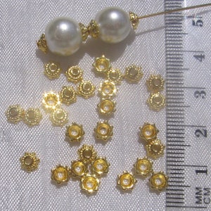 Lot of 100 cups, Golden cups, 5mm cups, 5x2mm, golden spacers, 5mm beads, 1mm hole, cups for beads, O230 image 3