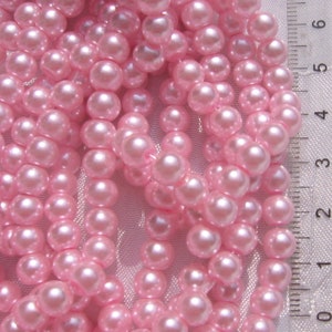 Lot de 100 perles, 6mm, perles nacrées, verre nacrée, renaissance, bohème, perles rondes, 6mm, vert, rouge, rose, multicolores, trou 1mm,RU2 100 ROSE - R34