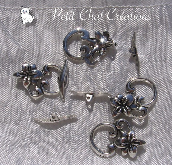 Lot De 10 Fermoirs "Toogle" (à Bascule) Métal Argenté Clair - Pour Création De Bijoux Et Perles