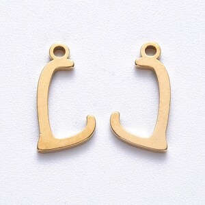 Gold-plated stainless steel letter charm, stainless steel letter, alphabet letter, calligraphic letter, 10mm x 14mm, gold, A to Z, pendant, IX24 Lettre L - IX24.L