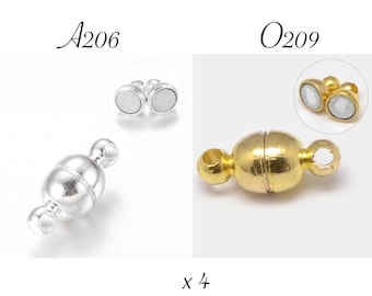 Magnetic clasps, set of 4 clasps, magnetic clasps, brass clasp, silver clasp, gold clasp, 11mm clasp, 11x5mm,A206,O209