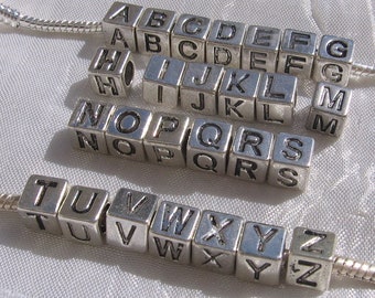 Letter bead, letter charm, silver-plated metal, alphabet letter, rondelle bead, silver-plated metal ring, 7mm bead, letter of your choice *KU3
