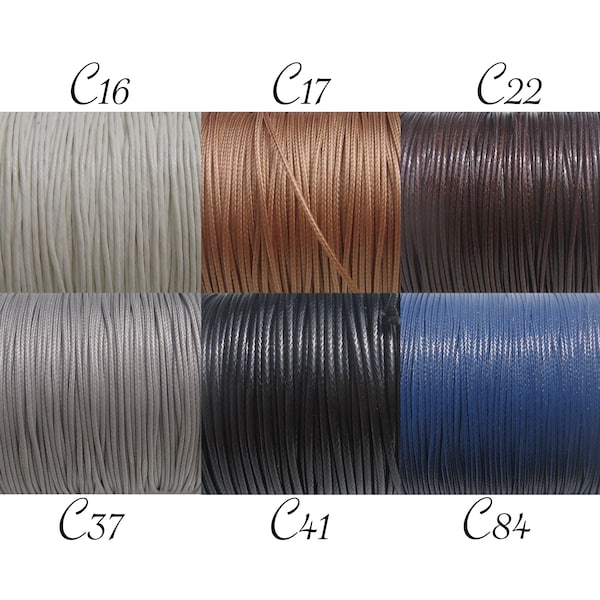 Lot de 15m de fil, fil polyester, polyester ciré, fil 1mm, fil tressé, fil blanc, fil noir, fil beige, fil bleu, fil gris, rouge, 15m de lil