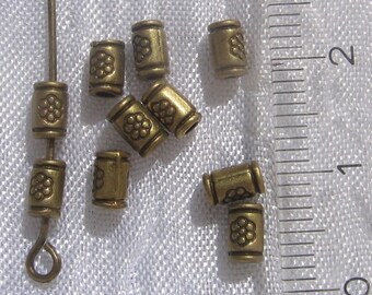 Bronze spacers, bronze tubes, set of 25 spacers, perforation 1mm, hole 1mm, bronze beads, tubes 5mm, beads 5mm, 5x3mm, J26