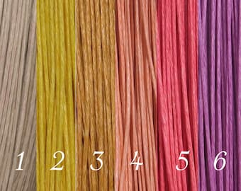 Fil coton, lot de 10 mètres, coton ciré, fil 1mm, fil jaune, fil orange, fil rouge, fil mauve, fil beige, fil caramel, création bijoux, C260