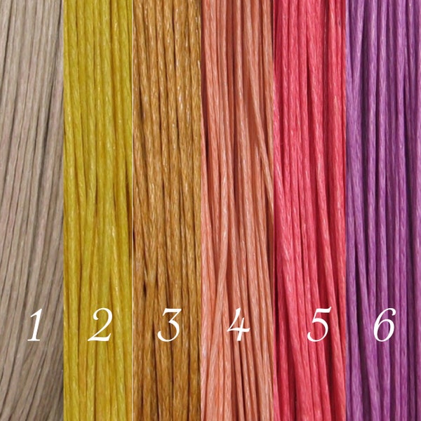 Cotton thread, set of 10 meters, waxed cotton, 1mm thread, yellow thread, orange thread, red thread, purple thread, beige thread, caramel thread, jewelry creation, C260