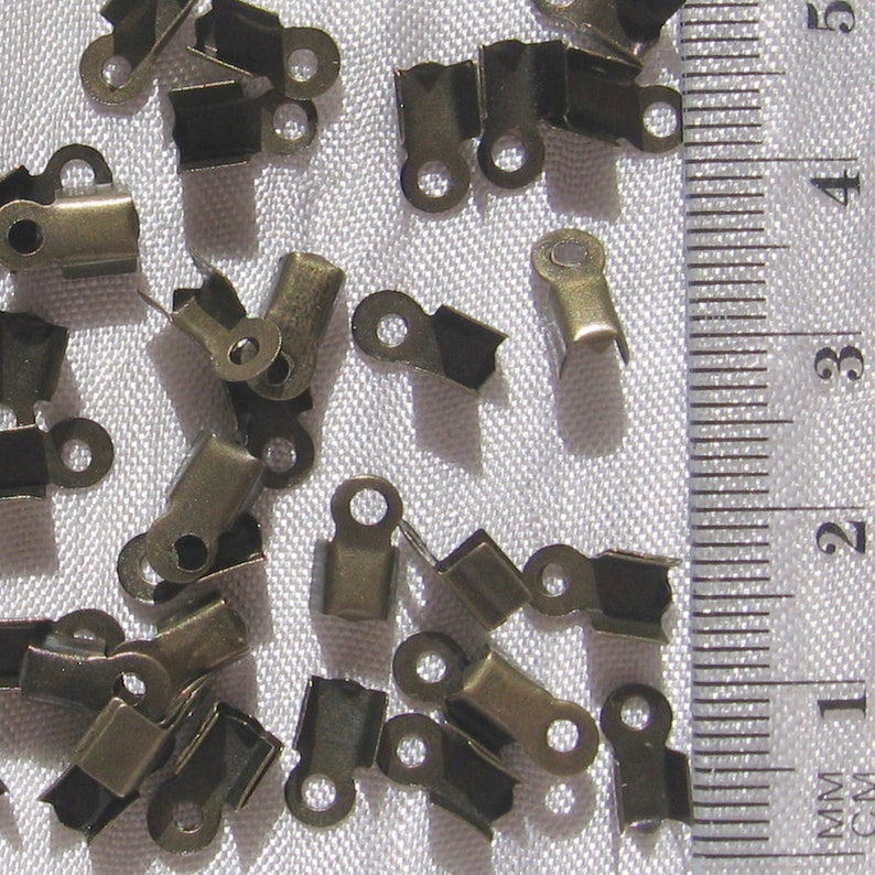 100 embouts fil, cache-noeuds fil, embouts filigranes, embouts lacet, pince en metal, métal argenté, métal bronze 9mm x 4mm A145 J129 image 5