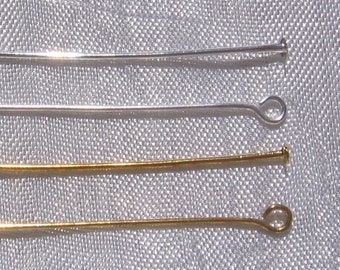 Pack of 100 pins, silver pins, gold pins, flat head nails, loop pins, 45mm pins, 45x0.8mm, silver metal, gold, A44, A40, O92, O93