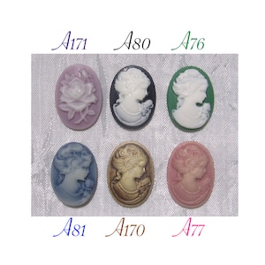Cameo, 24x18mm, 24mm cameo, cabochon, black cameo, green cameo, purple cameo, blue cameo, pink cameo, gold cameo, A76,77,80,81,170,171