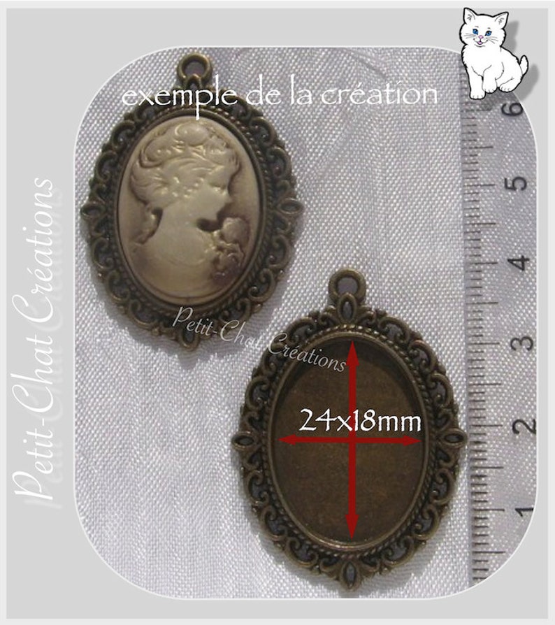 Support cabochon, porte-camée, support camée, support argenté, support bronze, support doré, 39mm x 29mm, pour camée 25x18mm, A75, J46, O116 image 5