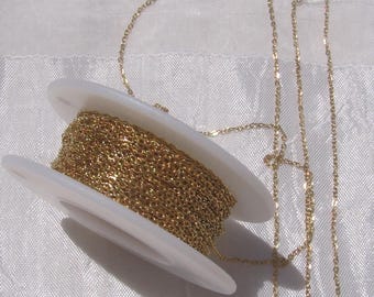 Cadena de acero inoxidable chapada en oro con revestimiento iónico, cadena dorada, eslabones de 1,5 x 1,2 mm, cadena tipo curb de acero inoxidable, IX44