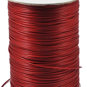 Lot de 15m de fil, fil polyester, polyester ciré, fil 1mm, fil tressé, fil rouge, rouge foncé, bordeaux, 15m de fil, polyester rouge, C38.1 image 2