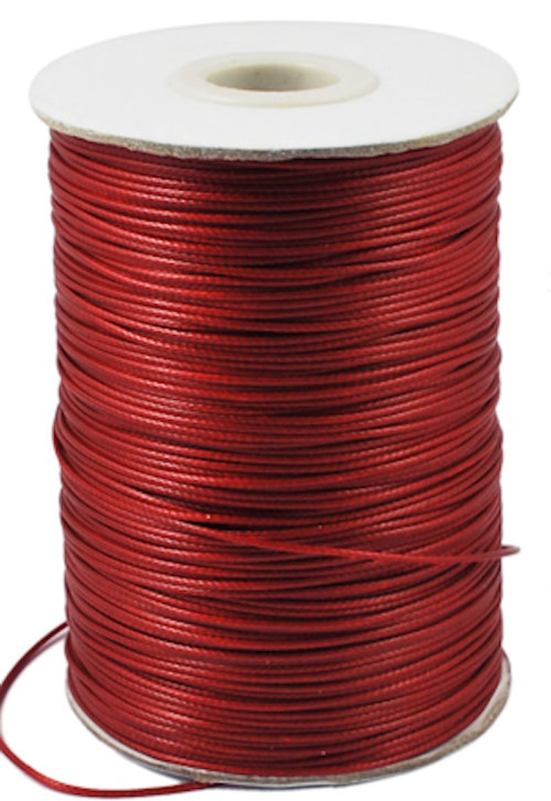 Lot de 15m de fil, fil polyester, polyester ciré, fil 1mm, fil tressé, fil rouge, rouge foncé, bordeaux, 15m de fil, polyester rouge, C38.1 image 2