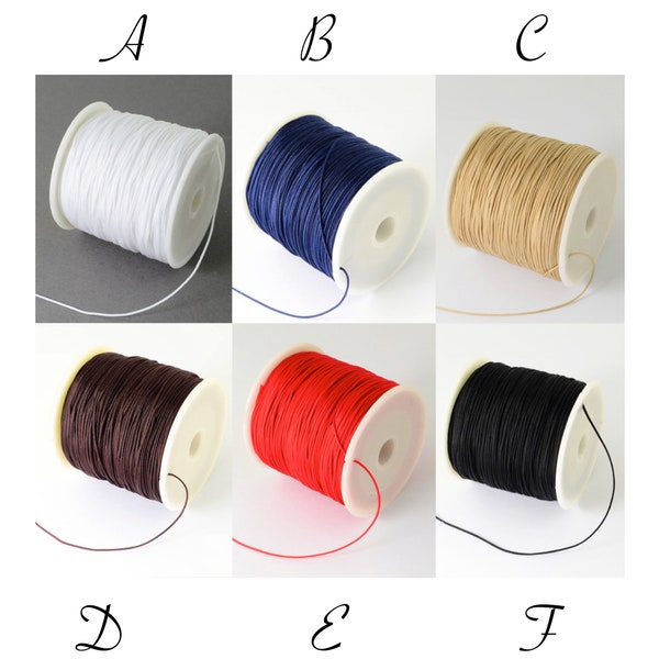 FIL NYLON, fil 0,5mm, lot de 15m, fil tressé, 15 mètres de fil, cordon tressé, fil blanc, fil noir, fil beige, fil bleu, marron, rouge, C223