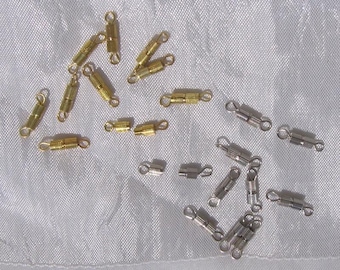 Lot of 10 Silver Screw Clasps, Gold Clasps, Screw Clasps, Clasps with Rings, Clasps 15mm, (8x3.5mm), A193, O98