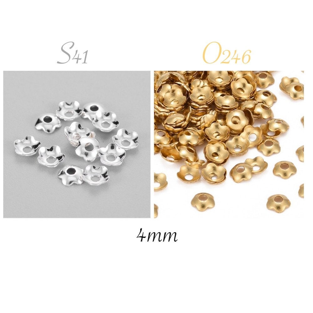 100 Tapas Para Cuentas De Engarce De 4 Mm, Color Plata, Plata Clara, Oro, Bronce Y Bronce De Cañón - España