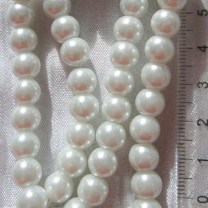 Perles blanches, perles nacrées, renaissance, bohème, verre nacré, perle bohème, perle ronde, taille au choix 4mm, 6mm, 8mm, 10mm, 12mm,RU12 50 perles de 8mm