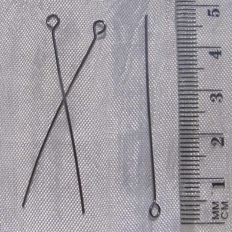 Gunmetal rods, set of 100 rods, eye nail, loop, flat head, gunmetal nail, 45mm rod, 40mm nail, gunmetal, U6, U7 image 5