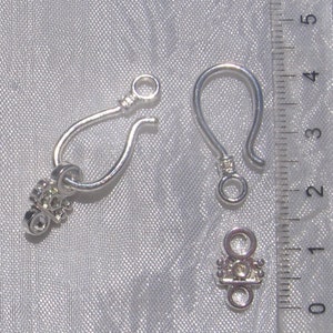 Set of 10 sets, silver clasps, silver hooks, hook clasps, S clasp, 11x24mm/14mm, silver metal, nickel-free, T28 image 2