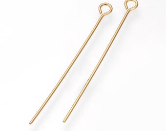 Lotto di 40 chiodi in acciaio inossidabile placcati in oro, bulloni ad occhiello da 40 mm, 40x0,7 mm, acciaio inossidabile placcato in oro, barre in acciaio inossidabile, chiodi ad anello, IX58