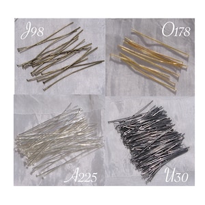 Pack of 80 rods, 50mm rods, flat head rods, flat head nails, 50mm nails, 50x07mm, silver, gold, bronze, gunmetal, A225,O178,J98,U30