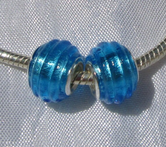 4 PERLES CHARMS DONUTS RONDELLES VERRE BLANC TRANSLUCIDE COMPATIBLES *D14