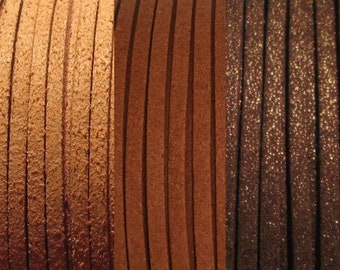 Fil suédine, lot de 3 mètres, fil de 3mm, cordon daim 3x1mm, fil daim, cordon suédine, fil marron, fil caramel, chocolat, C190, C256, C140