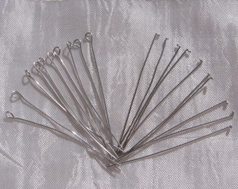 Lot of 100 rods, stainless steel rods, loop nails, flat head nails, 50mm x 0.6mm, 5cm rods, stainless steel, non-allergic, IN21, IN22