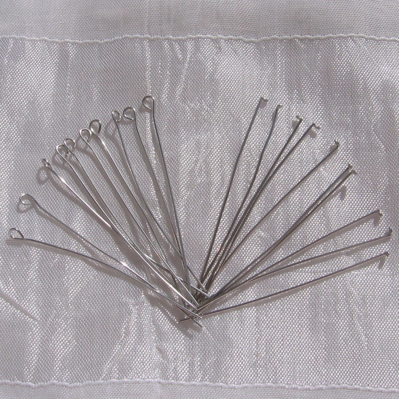 Lot 100 rods, stainless rods, loop nails, flat head nails, 50mm x 0.6mm, 5cm rods, stainless steel, non-allergic, IN21, IN22 image 1