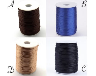 FIL polyester, fil 2mm, lot de 10m, fil tressé, 10 mètres de fil, cordon tressé, fil marron, fil noir, fil beige, caramel, fil bleu, C213