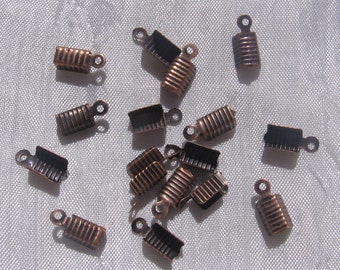 Folding tips, knot covers, set of 80, copper clamps, copper tips, 12mm, 12x5mm tips, wire tips, cord clamps, Q29