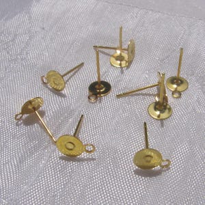 Set of 10 studs, stainless steel studs, earring supports, earrings, stainless steel, stainless steel studs, 12mm, 6mm tray, gold studs, IX23