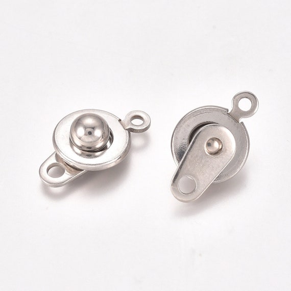 Set of snap clasps, stainless clasp, stainless steel clasp, stainless  steel clasps, flat clasp, round clasp, IN96