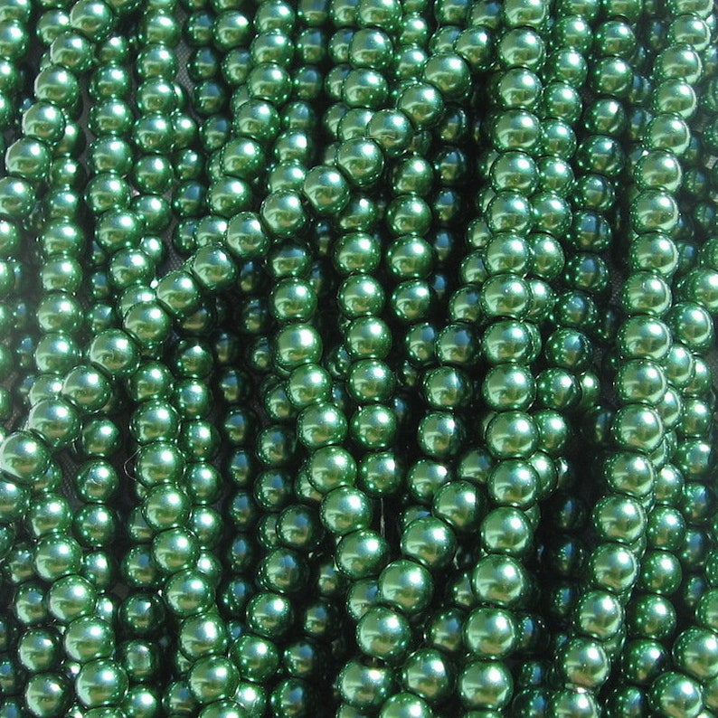 Lot de 100 perles, 6mm, perles nacrées, verre nacrée, renaissance, bohème, perles rondes, 6mm, vert, rouge, rose, multicolores, trou 1mm,RU2 100 VERT - RU29.11