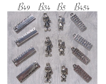 Set of 10 charms, silver charms, silver pendants, girls, boys, ruler, chocolate, school charms, schoolchildren, B5,34,49,454,488