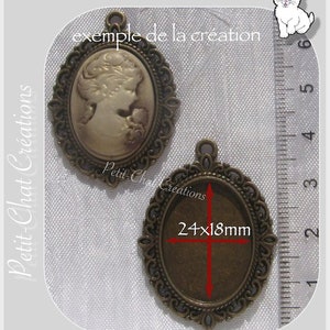 Cabochonträger, 10 Stück, Kameenhalter, bleifrei, kadmiumfrei, Silberträger, Bronzeträger, 39 mm x 29 mm, für Kamee 25 x 18 mm, A75, J46 Bild 7