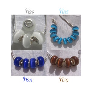 Perles donuts, lot de 4 perles, perles rondelles, oeil de chat, 14mmx8mm, perles blanches, perles bleues, perles marron, N28,N29,N50,N85 image 1