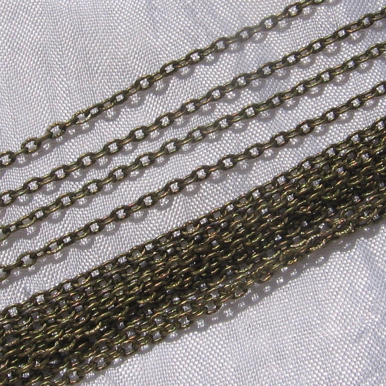 Chaine forçat, lot de 5 mètres, 500cm, maillon 3x2mm, maillon forçat, maillon cranté, argenté, doré, bronze, cuivre, C64, O173, J139, Q27 5m chaine bronzeJ139