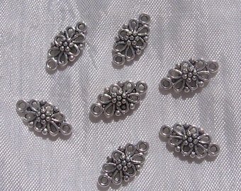 50 conectores estampados plateados con anillos, conectores de 16 mm, conectores de 16 x 8 mm, conectores de unión, accesorios de plata, A112