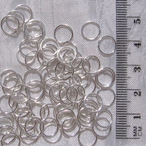 Anneaux argentés, anneaux de jonction, anneaux ouverts, métal argenté, au choix, anneaux 3mm, 4mm, 5mm, 6mm, 7mm, 8mm, breloques, A2,A54-A58 200 anneaux 8mm *A58