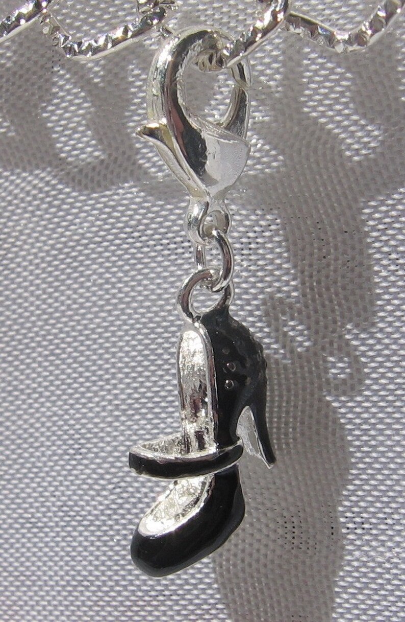 Schuhanhänger, High Heel, wahlweise roter oder schwarzer Schuh, silberfarbenes Metall, Karabinerverschluss, 33 x 15 x 5 mm, *V283, V333 Noir - V333