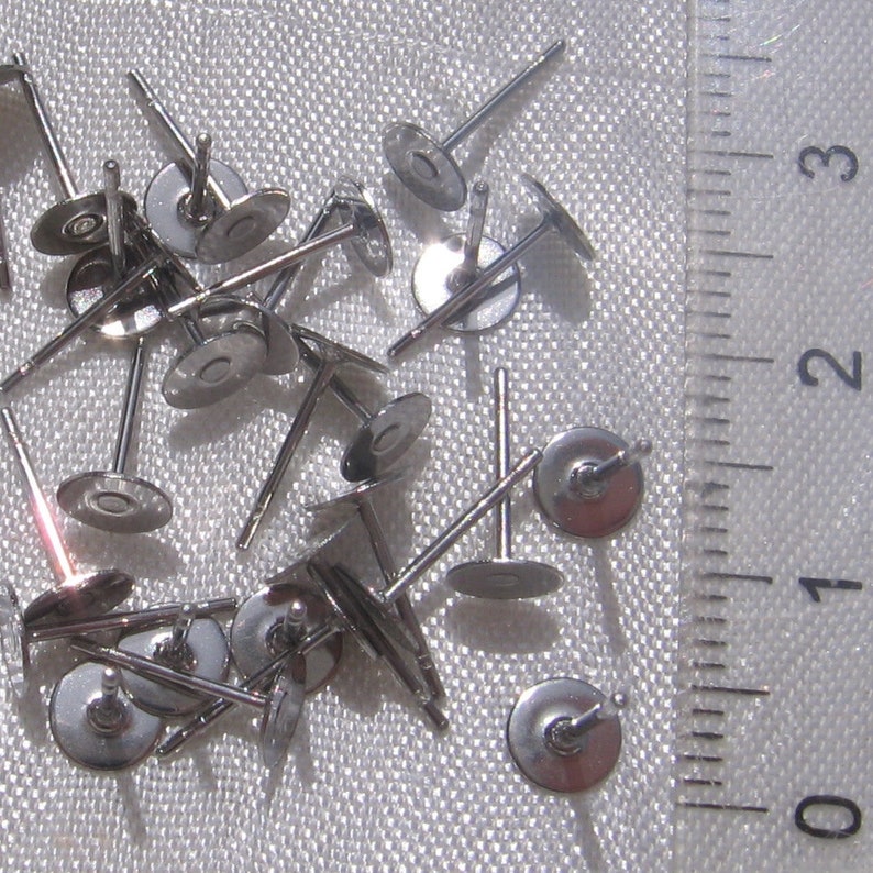 Lot of 50 nails, stainless steel nails, earring supports, earrings, stainless steel, stainless steel buckles, 12mm, 6mm tray, 4mm tray, IN10 image 6